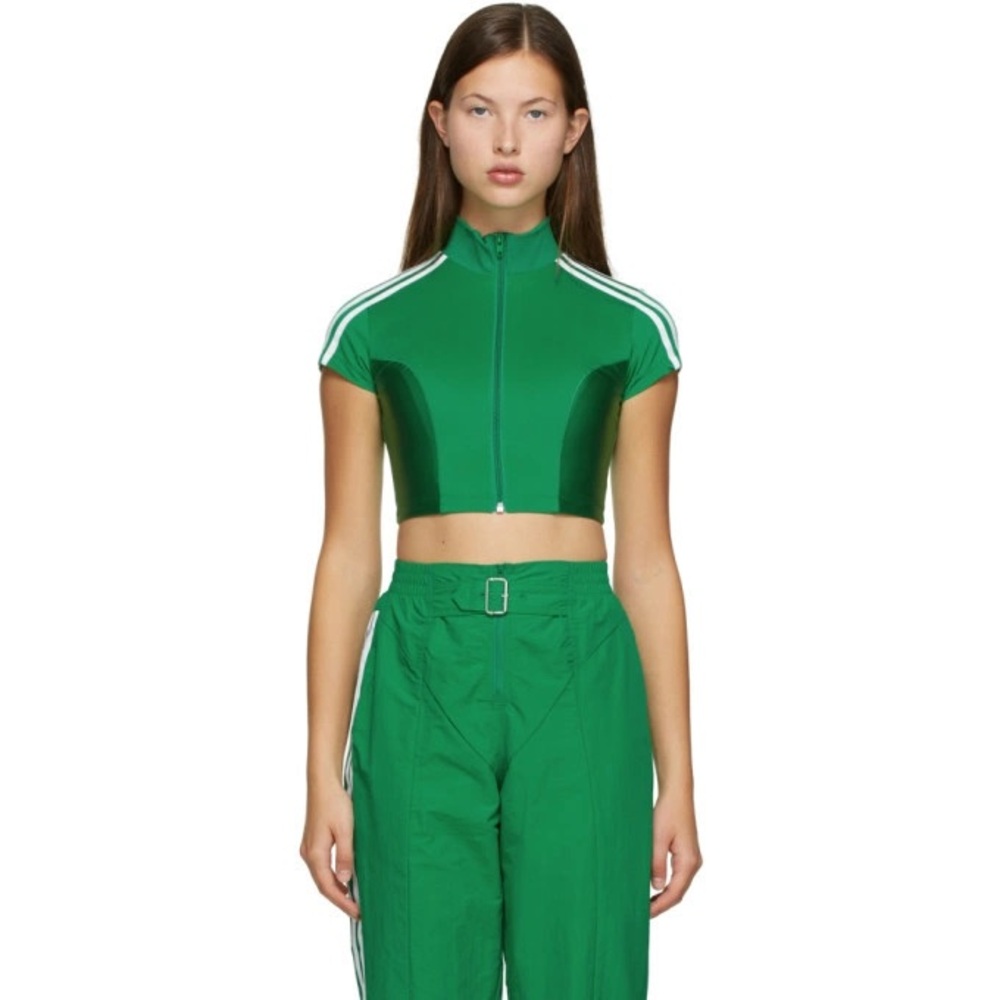 adidas x Paolina Russo Green Cropped Zip-Up Top